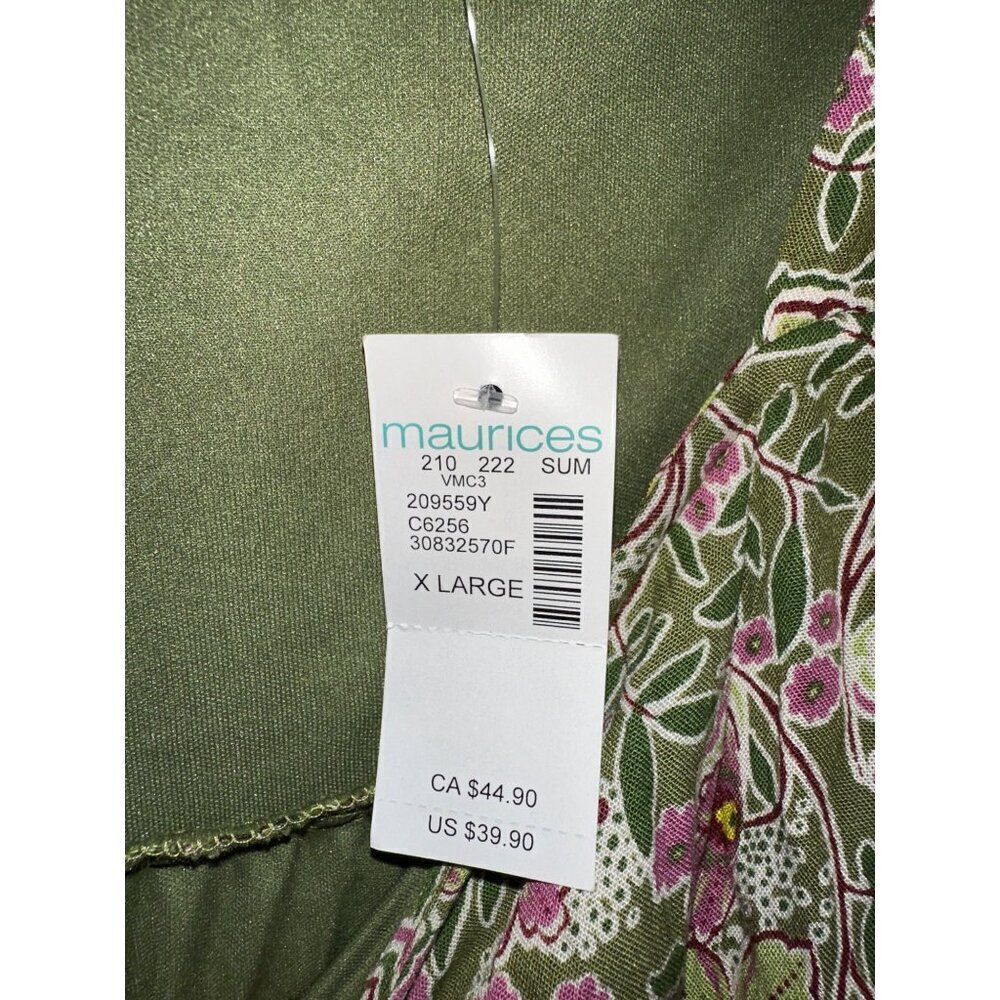 NWT Maurice’s Green Floral Open Back Mini Dress Size XL - Picture 10 of 14